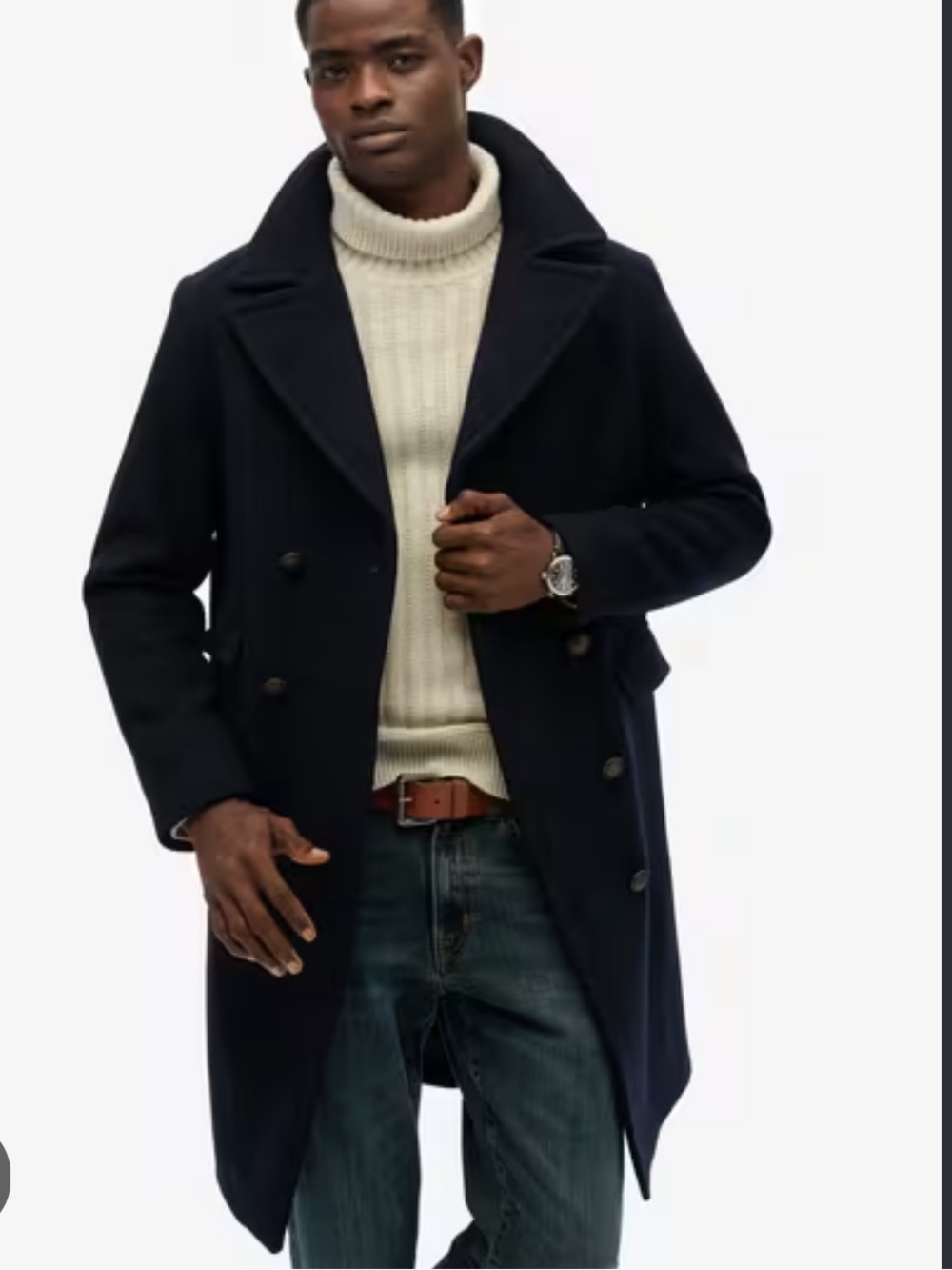 H&M mens navy peacoat with chest pockets size 44
